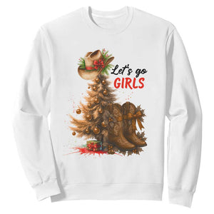 Christmas Cowgirl Boots Sweatshirt Western Cowboy Hat Howdy TS14 White Print Your Wear