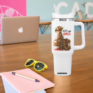 Christmas Cowgirl Boots Tumbler With Handle Western Cowboy Hat Howdy - Print Your Wear