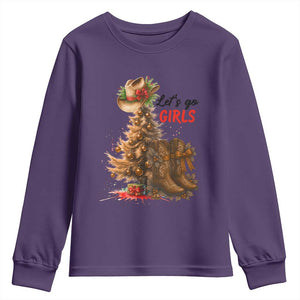 Christmas Cowgirl Boots Youth Sweatshirt Western Cowboy Hat Howdy TS14 Purple Print Your Wear