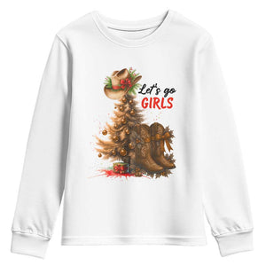Christmas Cowgirl Boots Youth Sweatshirt Western Cowboy Hat Howdy TS14 White Print Your Wear