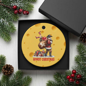 Cowboy Santa Christmas Ceramic Ornament Funny Western Xmas TS14 1pc Yellow Cheese Print Your Wear