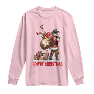 Cowboy Santa Christmas Long Sleeve Shirt Funny Western Xmas TS14 Light Pink Print Your Wear