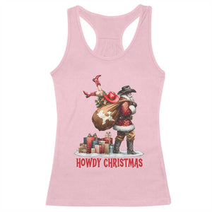 Cowboy Santa Christmas Racerback Tank Top Funny Western Xmas TS14 Light Pink Print Your Wear