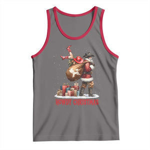 Cowboy Santa Christmas Tank Top Funny Western Xmas TS14 Deep Heather Red Print Your Wear