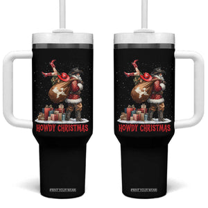 Cowboy Santa Christmas Tumbler With Handle Funny Western Xmas - Print Your Wear