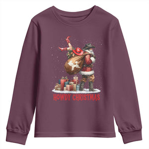 Cowboy Santa Christmas Youth Sweatshirt Funny Western Xmas TS14 Maroon Print Your Wear