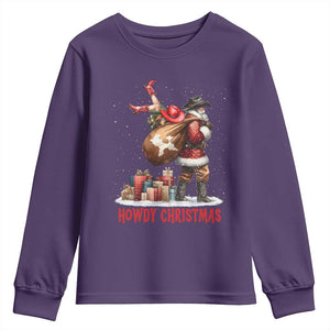 Cowboy Santa Christmas Youth Sweatshirt Funny Western Xmas TS14 Purple Print Your Wear