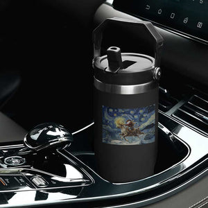 Cowboy Santa Starry Night Christmas Flip Straw Tumbler - Print Your Wear