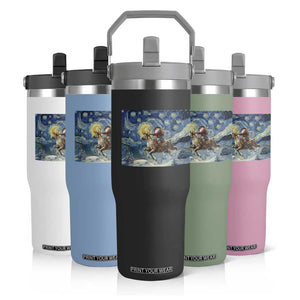 Cowboy Santa Starry Night Christmas Flip Straw Tumbler - Print Your Wear