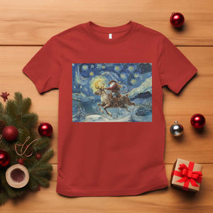 Cowboy Santa Starry Night Christmas T Shirt TS14 Red Print Your Wear