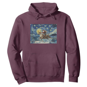 Cowboy Santa Starry Night Christmas Hoodie TS14 Maroon Print Your Wear