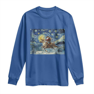 Cowboy Santa Starry Night Christmas Long Sleeve Shirt TS14 Royal Blue Print Your Wear