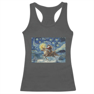 Cowboy Santa Starry Night Christmas Racerback Tank Top TS14 Dark Heather Print Your Wear