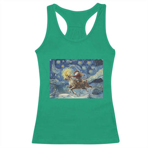 Cowboy Santa Starry Night Christmas Racerback Tank Top TS14 Irish Green Print Your Wear