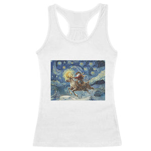 Cowboy Santa Starry Night Christmas Racerback Tank Top TS14 White Print Your Wear