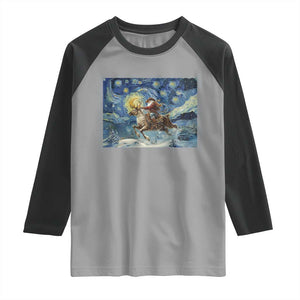 Cowboy Santa Starry Night Christmas Raglan Shirt TS14 Sport Gray Black Print Your Wear