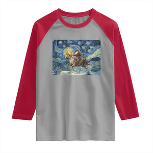 Cowboy Santa Starry Night Christmas Raglan Shirt TS14 Sport Gray Red Print Your Wear