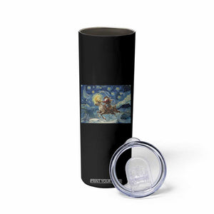 Cowboy Santa Starry Night Christmas Skinny Tumbler - Print Your Wear