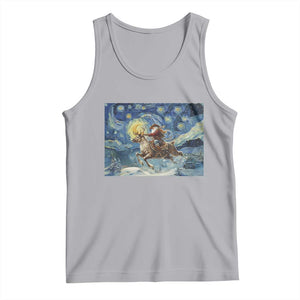 Cowboy Santa Starry Night Christmas Tank Top TS14 Athletic Heather Print Your Wear
