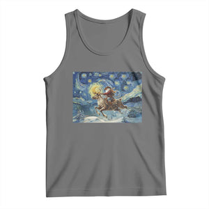Cowboy Santa Starry Night Christmas Tank Top TS14 Black Heather Print Your Wear