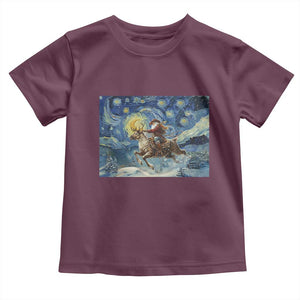 Cowboy Santa Starry Night Christmas Toddler T Shirt TS14 Maroon Print Your Wear