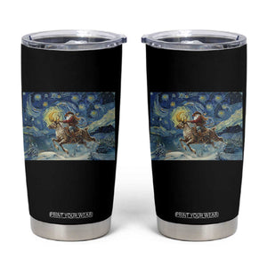 Cowboy Santa Starry Night Christmas Tumbler Cup TS14 Black Print Your Wear
