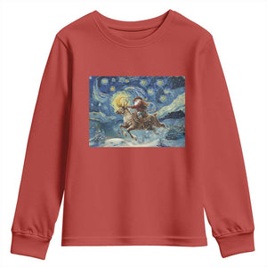 Cowboy Santa Starry Night Christmas Youth Sweatshirt TS14 Red Print Your Wear