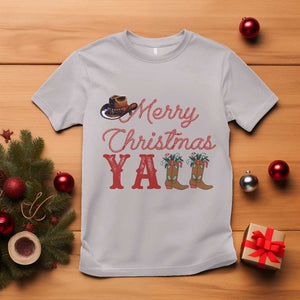 Western Cowboy Howdy T Shirt Merry Christmas Yall Cowgirl Boots Hat TS14 Ice Gray Print Your Wear