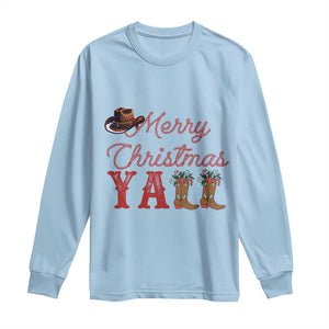 Western Cowboy Howdy Long Sleeve Shirt Merry Christmas Yall Cowgirl Boots Hat TS14 Light Blue Print Your Wear
