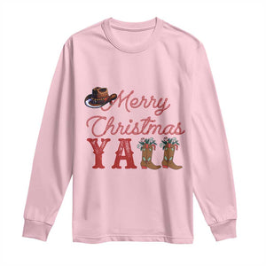 Western Cowboy Howdy Long Sleeve Shirt Merry Christmas Yall Cowgirl Boots Hat TS14 Light Pink Print Your Wear