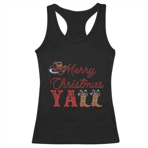 Western Cowboy Howdy Racerback Tank Top Merry Christmas Yall Cowgirl Boots Hat TS14 Black Print Your Wear