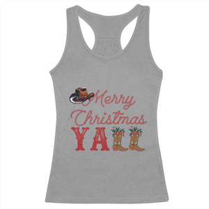 Western Cowboy Howdy Racerback Tank Top Merry Christmas Yall Cowgirl Boots Hat TS14 Sport Gray Print Your Wear