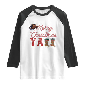 Western Cowboy Howdy Raglan Shirt Merry Christmas Yall Cowgirl Boots Hat TS14 White Black Print Your Wear