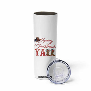 Western Cowboy Howdy Skinny Tumbler Merry Christmas Yall Cowgirl Boots Hat - Print Your Wear