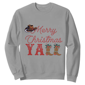 Western Cowboy Howdy Sweatshirt Merry Christmas Yall Cowgirl Boots Hat TS14 Sport Gray Print Your Wear