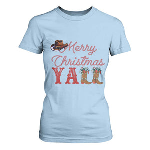 Western Cowboy Howdy T Shirt For Women Merry Christmas Yall Cowgirl Boots Hat TS14 Light Blue Print Your Wear