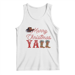 Western Cowboy Howdy Tank Top Merry Christmas Yall Cowgirl Boots Hat TS14 White Print Your Wear