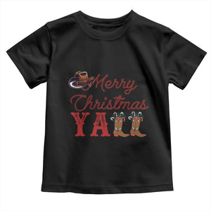 Western Cowboy Howdy Toddler T Shirt Merry Christmas Yall Cowgirl Boots Hat TS14 Black Print Your Wear