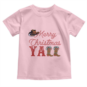 Western Cowboy Howdy Toddler T Shirt Merry Christmas Yall Cowgirl Boots Hat TS14 Light Pink Print Your Wear