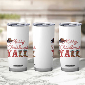 Western Cowboy Howdy Tumbler Cup Merry Christmas Yall Cowgirl Boots Hat - Print Your Wear
