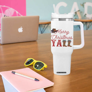 Western Cowboy Howdy Tumbler With Handle Merry Christmas Yall Cowgirl Boots Hat TS14 Print Your Wear