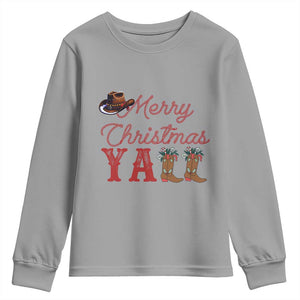 Western Cowboy Howdy Youth Sweatshirt Merry Christmas Yall Cowgirl Boots Hat TS14 Sport Gray Print Your Wear