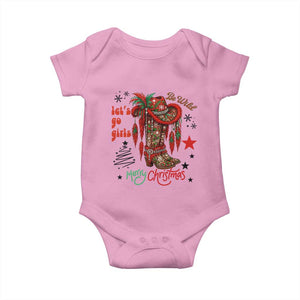 Let Us Go Girls Baby Onesie Christmas Cowgirl Boots TS14 Light Pink Print Your Wear