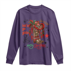 Let Us Go Girls Long Sleeve Shirt Christmas Cowgirl Boots TS14 Purple Print Your Wear