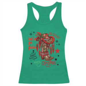 Let Us Go Girls Racerback Tank Top Christmas Cowgirl Boots TS14 Irish Green Print Your Wear
