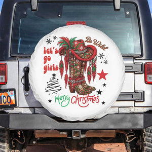Let Us Go Girls Spare Tire Cover Christmas Cowgirl Boots TS14 No hole White Print Your Wear