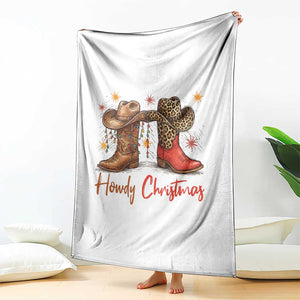 Howdy Christmas Throw Blanket Western Cowboy Boots Country TS14 Print Your Wear