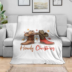 Howdy Christmas Throw Blanket Western Cowboy Boots Country TS14 Print Your Wear