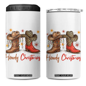 Howdy Christmas 4 in 1 Can Cooler Tumbler Western Cowboy Boots Country - Print Your Wear
