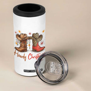 Howdy Christmas 4 in 1 Can Cooler Tumbler Western Cowboy Boots Country - Print Your Wear